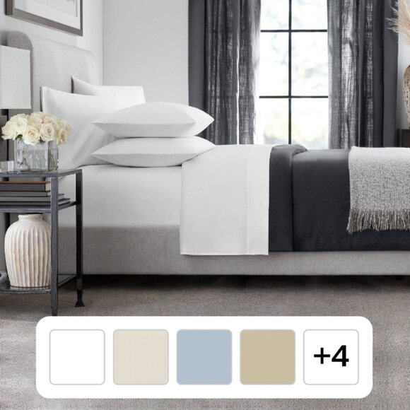 MEMBER'S MARK Hotel Premier 700 count 100% Egyptian Cotton WHITE Queen Sheet Set - Picture 4 of 4